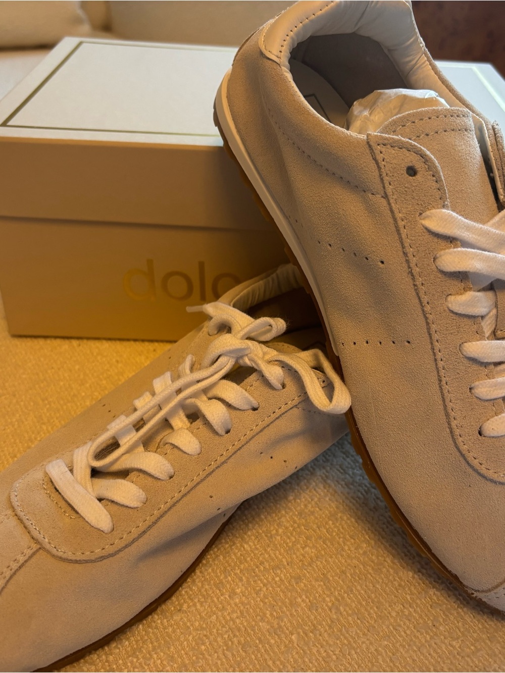 Classic Women's Suede Sneaker in Off-White - Picture 6 of 7